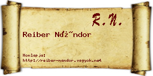 Reiber Nándor névjegykártya